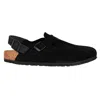Birkenstock Tokio Suede Leather Slides In Nero