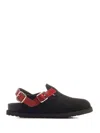 Birkenstock Black And Red Leather Tokio Cazador Flats In Black
