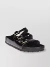 Birkenstock Triple Buckle Open Toe Flat Sole Sandals In Black
