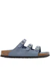 Birkenstock Triple-strap Slide In Blue