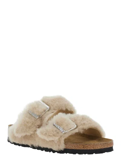 Birkenstock Two-strap Buckle Sandals With Cork Footbed In Neutral