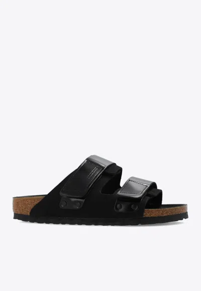 Birkenstock Uji Leather Slides In Black