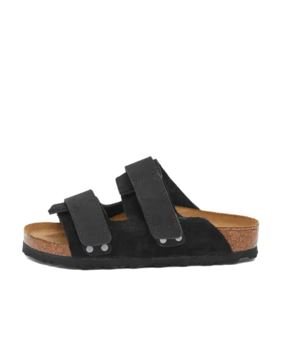 Birkenstock Uji Leather Slides In Black