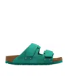 Birkenstock Uji Touch-strap Suede Sandals In Green