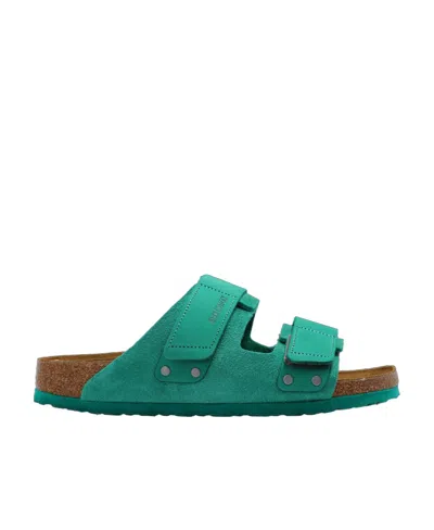Birkenstock Uji Touch-strap Suede Sandals In Green