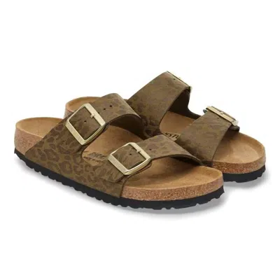 Birkenstock Unisex - Arizona Birkibuc Sandal In Leo Khaki In Brown