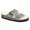Birkenstock Unisex Arizona Fur Flip-flops In Stone Coin In Multi