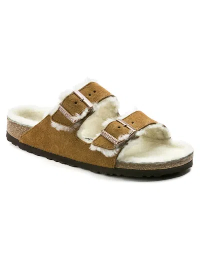 Birkenstock Unisex Arizona Shearling Sandal In Mink In Brown