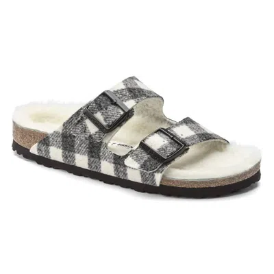 Birkenstock Unisex Arizona Shearling Sandal In White Plaid In Multi