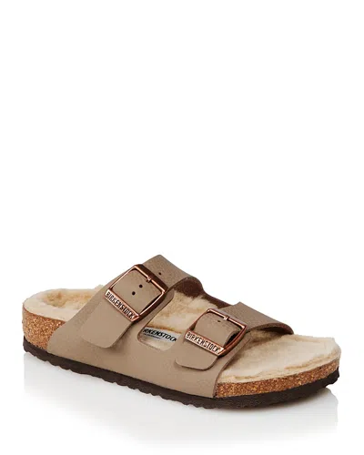 Birkenstock Unisex Arizona Shearling Sandals - Toddler, Little Kid In Desert Soil Gray/taupe