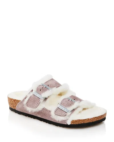 Birkenstock Unisex Arizona Shearling Sandals - Toddler, Little Kid In Faded Purple