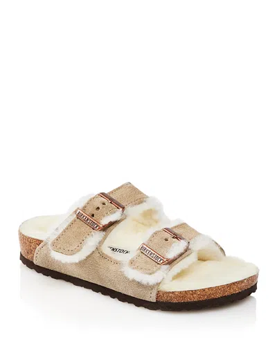 Birkenstock Unisex Arizona Shearling Sandals - Toddler, Little Kid In Taupe