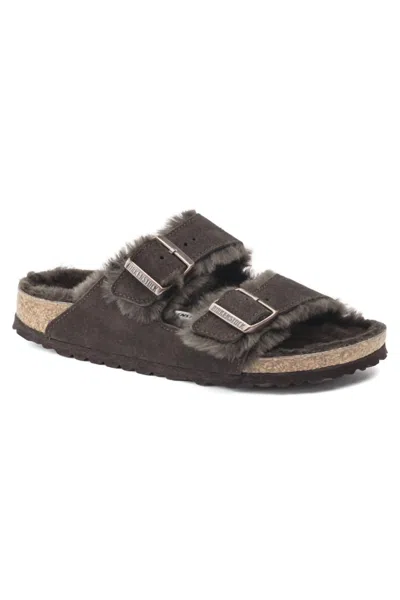 Birkenstock Arizona Shearling-lined Sandals Suede Shearling Mocha It38 In Brown