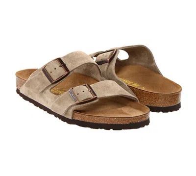 Birkenstock Unisex Arizona Soft Footbed Sandal In Taupe Suede In Multi
