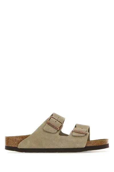 Birkenstock Unisex Arizona Suede Slippers In Neutral