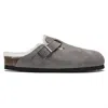 Birkenstock Unisex Boston Fur Coin Shearling Clog In Stone In Gray