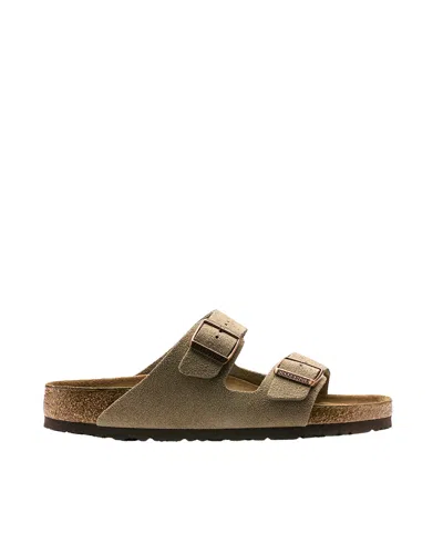 Birkenstock Unisex Arizona Sf Sandal In Taupe Suede In Green