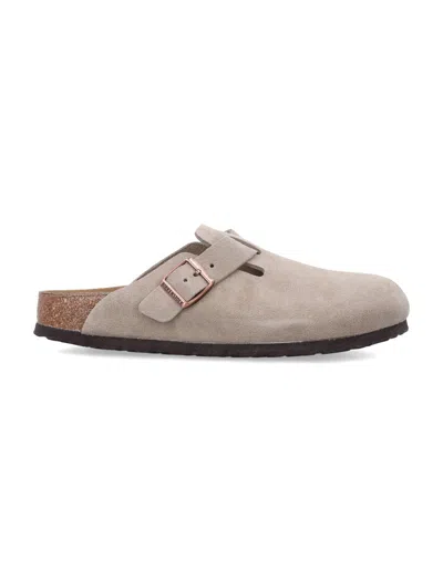 Birkenstock Unisex Flat Leather Shoes In Neutral