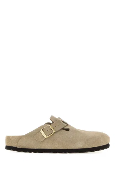 Birkenstock Unisex Suede Boston Slippers With Eva Sole In Gray