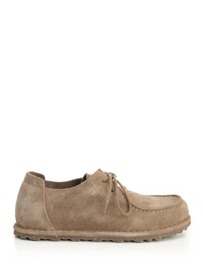 Birkenstock Utti Lace Shoes Gray Taupe Suede Leather In Brown