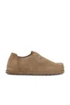 Birkenstock Utti Lace Up Deep Blue Loafers Gray Taupe In Gray Taupe