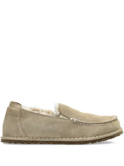 Birkenstock Utti Shearling Suede Loafers In Neutral