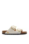Birkenstock Vegan Arizona Big Buckle Rivet Logo Slides In Grey