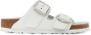 Birkenstock Womens White Leather Sfb Arizona Double-strap Leather Sandals In White