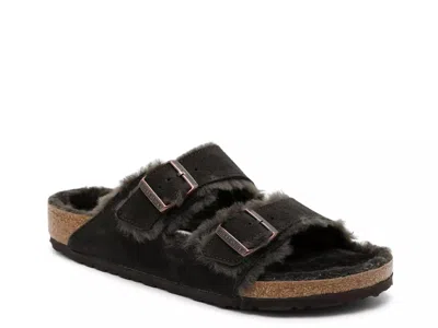 Birkenstock Wide Width Arizona Shearling Slide Sandal In Black