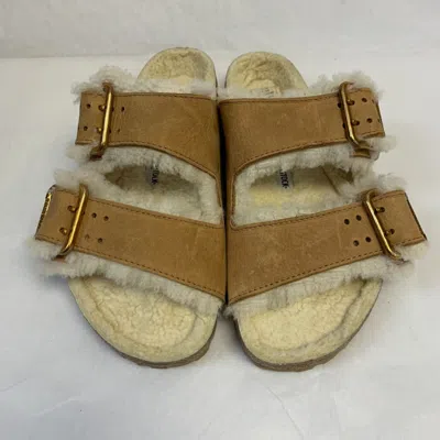 Pre-owned Birkenstock With Box Arizona Bold Shearling Cognac Nubuck Reg Select Size In Brown