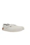 Birkenstock Tokio Suede Leather Clogs In Antique White