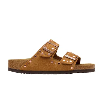 Pre-owned Birkenstock Wmns Arizona Rivets Suede Sandal 'mink' | Tan | Women's Size 38 In Brown