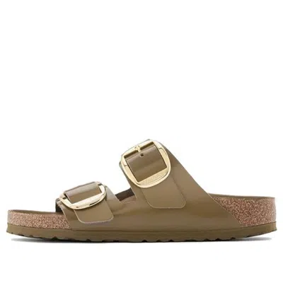 Birkenstock (wmns)  Arizona Big Buckle Natural Leather Patent Narrow Fit Sandals 'high Shine Mud Gree