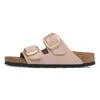 Birkenstock Contoured Pink Leather Sandals With Elegant Buckles In Pink
