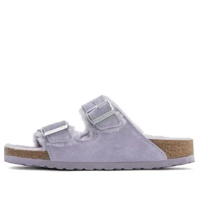 Birkenstock Arizona Shearling & Suede Sandals In Grey