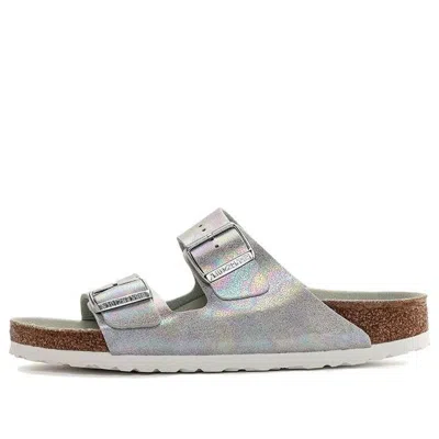 Birkenstock (wmns)  Arizona Vegan Microfiber Narrow Fit Sandals 'iridescent Matcha' In Multi