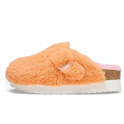 Birkenstock (wmns)  Boston Big Buckle Platform Fur Narrow Fit 'papaya/candy Pink' In Orange