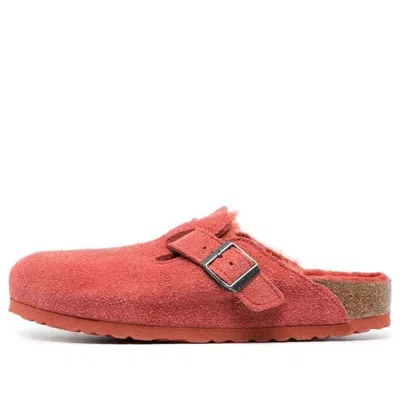 BIRKENSTOCK (WMNS) BIRKENSTOCK BOSTON SHEARLING SUEDE LEATHER NARROW FIT 'SIENNA RED'