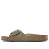 Birkenstock (wmns)  Madrid Vegan Big Buckle Textile Narrow Fit Sandals 'faded Khaki' In Green