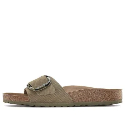 Birkenstock (wmns)  Madrid Vegan Big Buckle Textile Narrow Fit Sandals 'faded Khaki' In Green