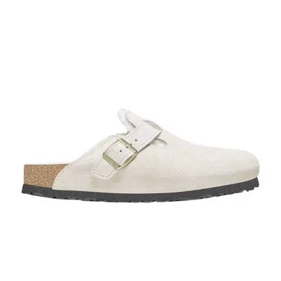 Pre-owned Birkenstock Wmns Boston Shearling Suede Leather Narrow 'antique White' | Women's Size 38