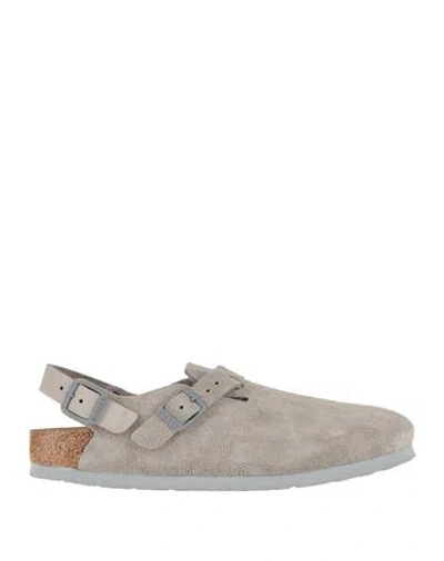 Birkenstock Woman Mules & Clogs Beige Size 7 Leather In Gray