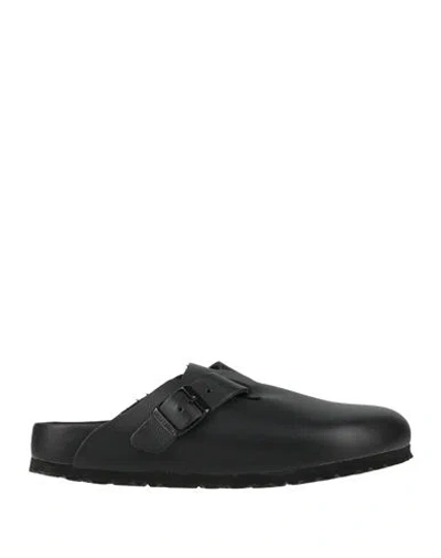 Birkenstock Boston Suede-trimmed Leather Clogs In Black