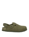 Birkenstock Woman Mules & Clogs Military Green Size 6 Leather