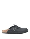 Birkenstock Black Boston Loafers In Grey