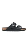 Birkenstock Arizona Big Buckle Birko Flor Womens Sandals In Black