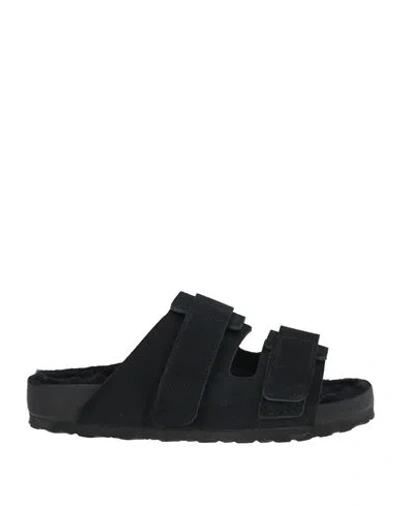 Birkenstock Shearling-lined Suede Sandals In Black