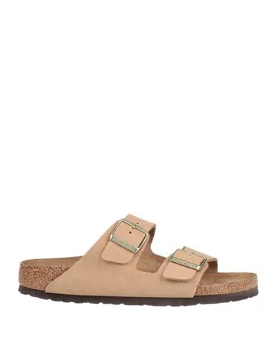 Birkenstock Woman Sandals Camel Size 7 Leather In Brown