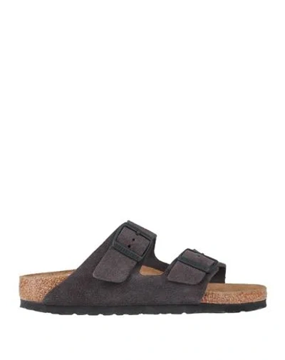 Birkenstock Woman Sandals Charcoal Size 8 Leather In Black