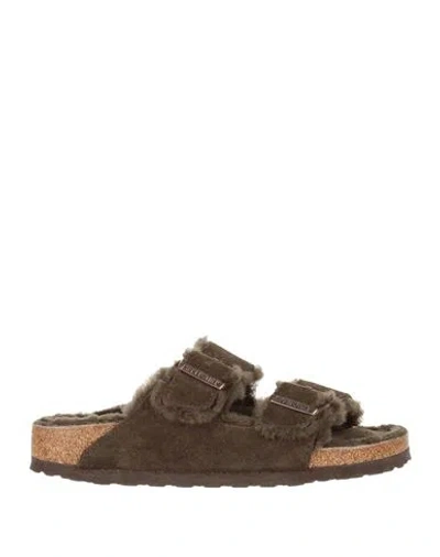 BIRKENSTOCK BIRKENSTOCK WOMAN SANDALS DARK BROWN SIZE 7 SOFT LEATHER